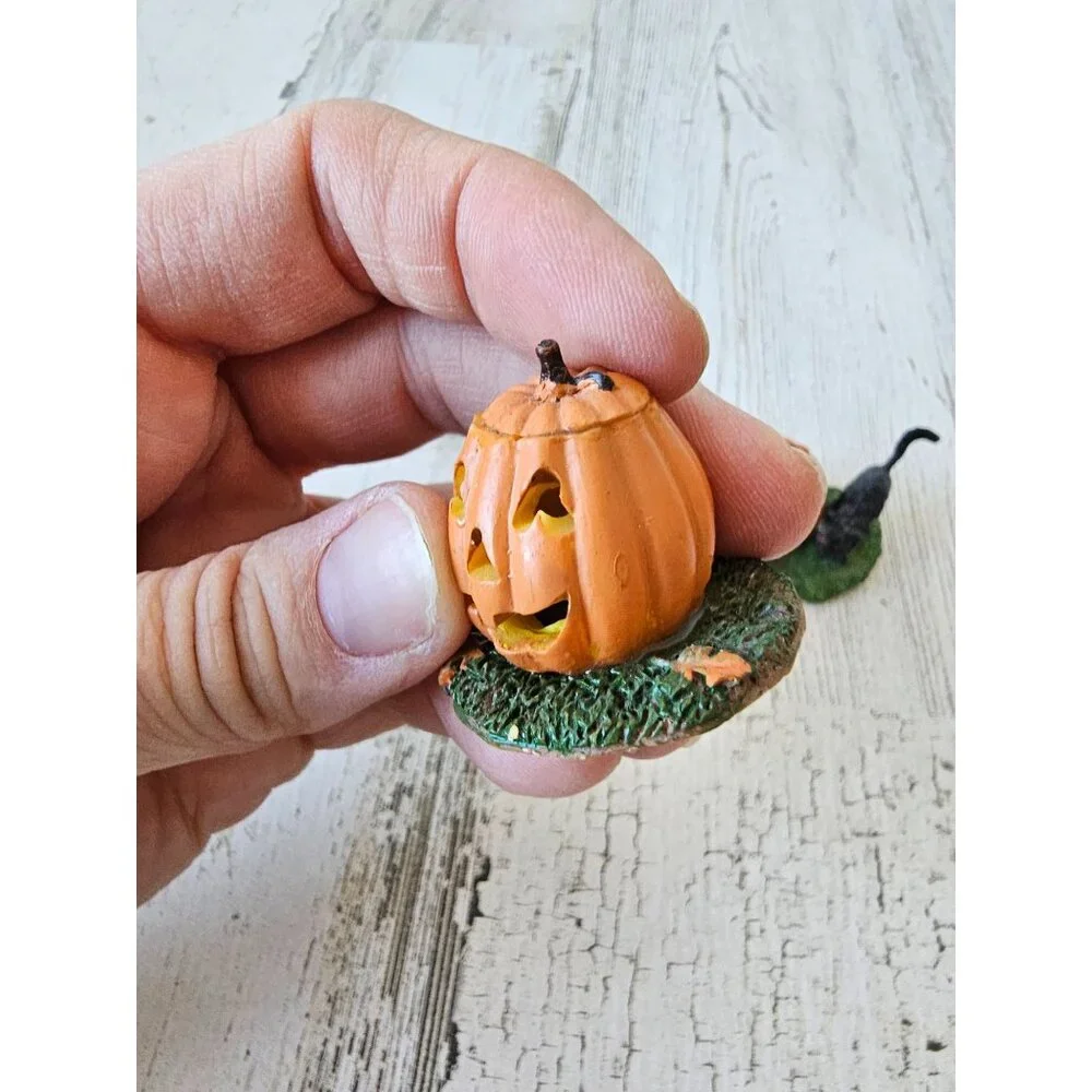 Lemax pumpkin‎ cat Halloween decor jack-o'-lantern accessories